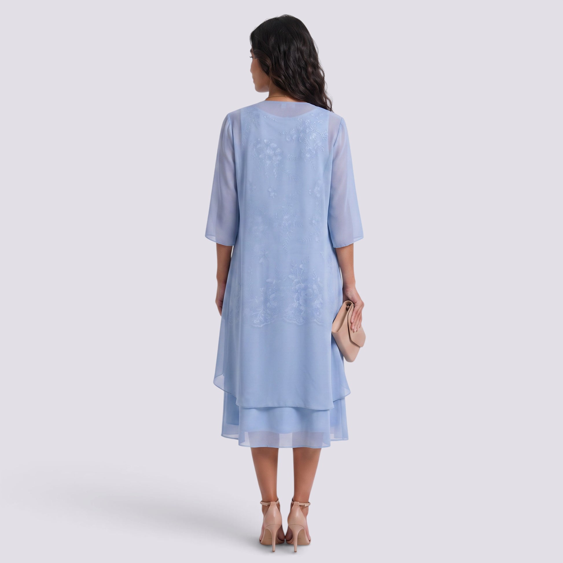Vestido Largo Mujer Dos Piezas Encaje