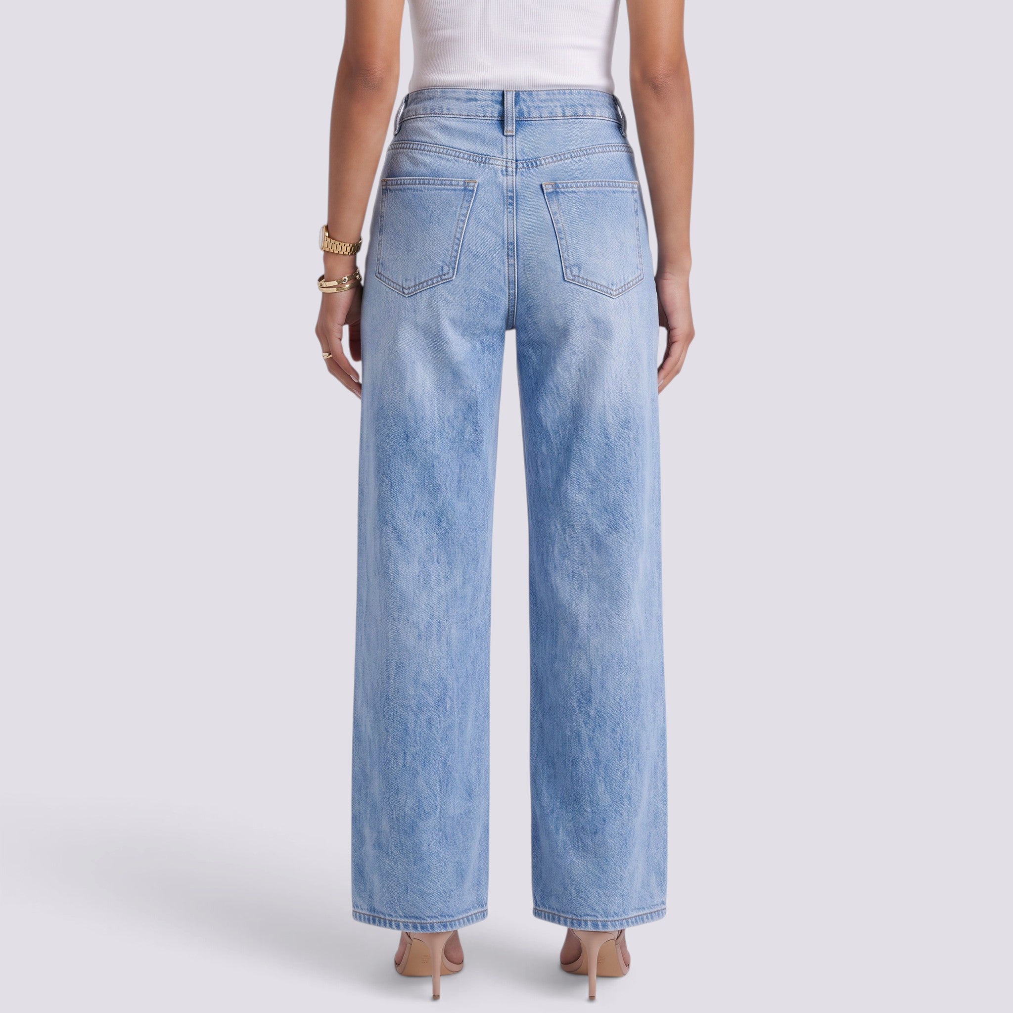 Pantalón Vaquero Mujer Ancho Efecto Lavado
