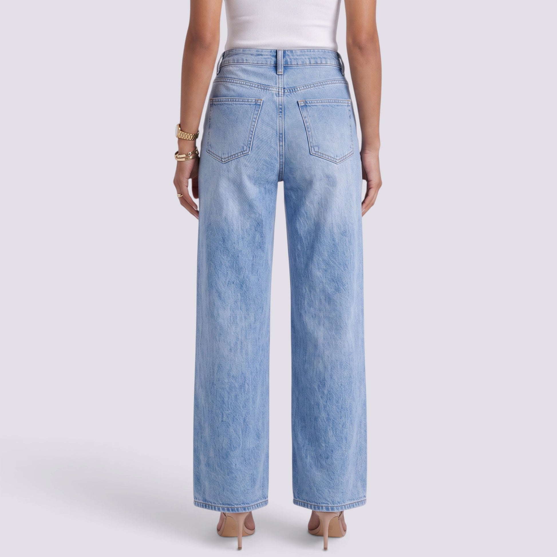Pantalón Vaquero Mujer Ancho Efecto Lavado