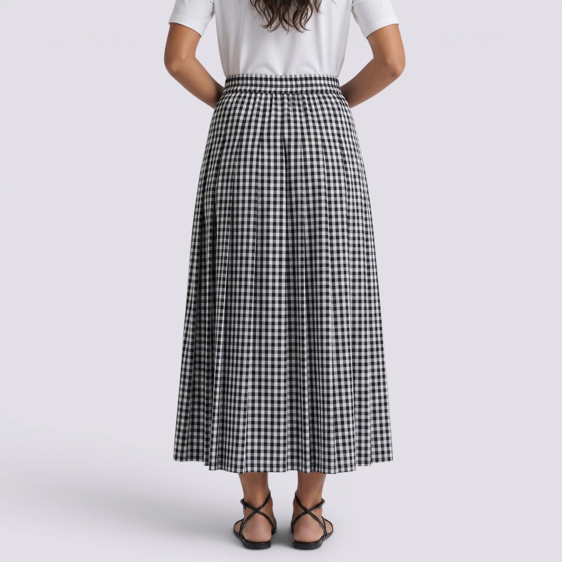 Falda Midi Mujer Cintura Alta Estampada