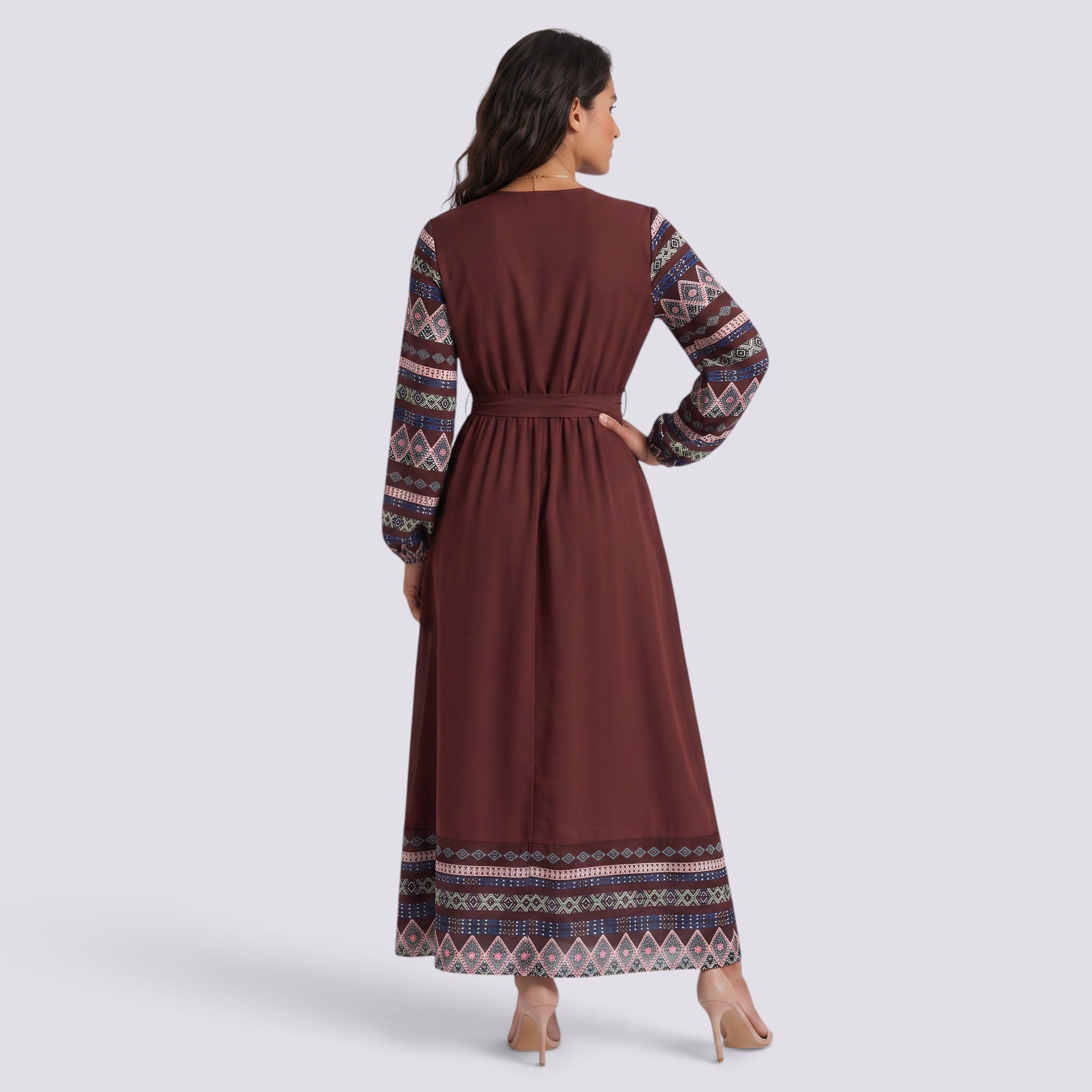 Vestido Midi Mujer Manga Larga con Lazada