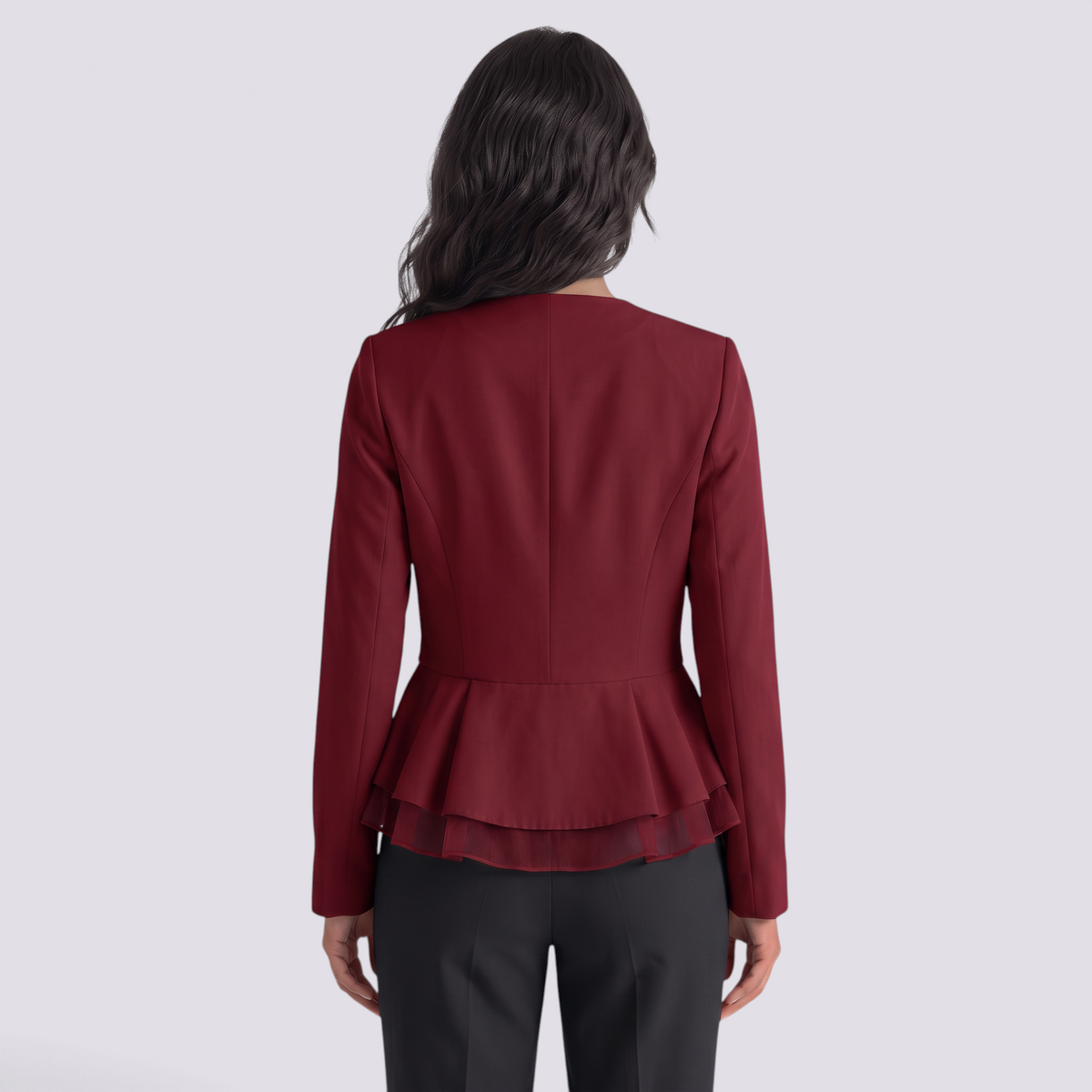 Blazer Mujer Entallado Peplum con Volantes