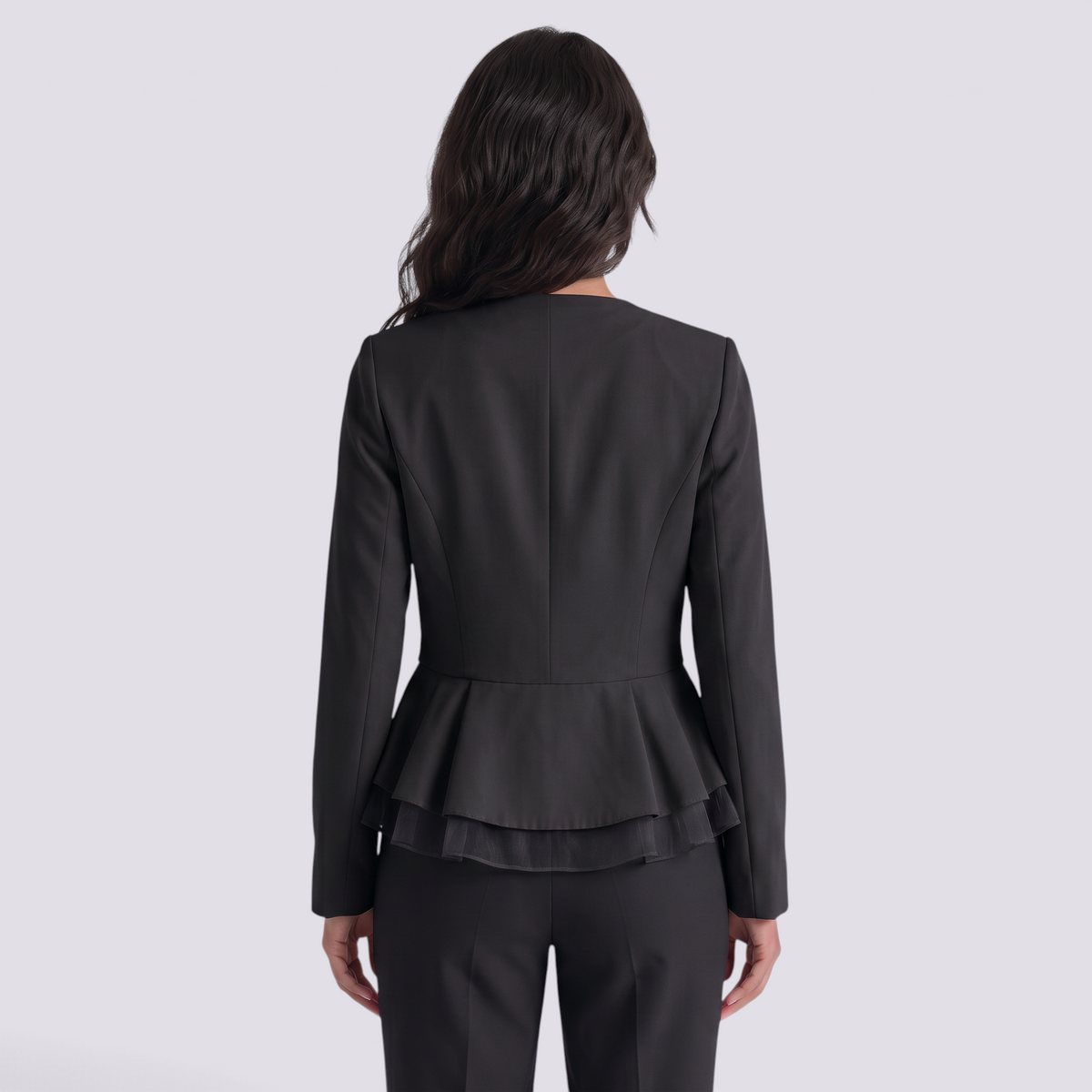 Blazer Mujer Entallado Peplum con Volantes