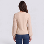 Blusa mujer beige de punto waffle con mangas de plumeti, espalda lisa, vista trasera