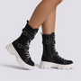 Botas militares mujer caña media negro vista lateral