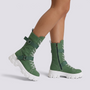 Botas militares mujer caña media verde vista lateral