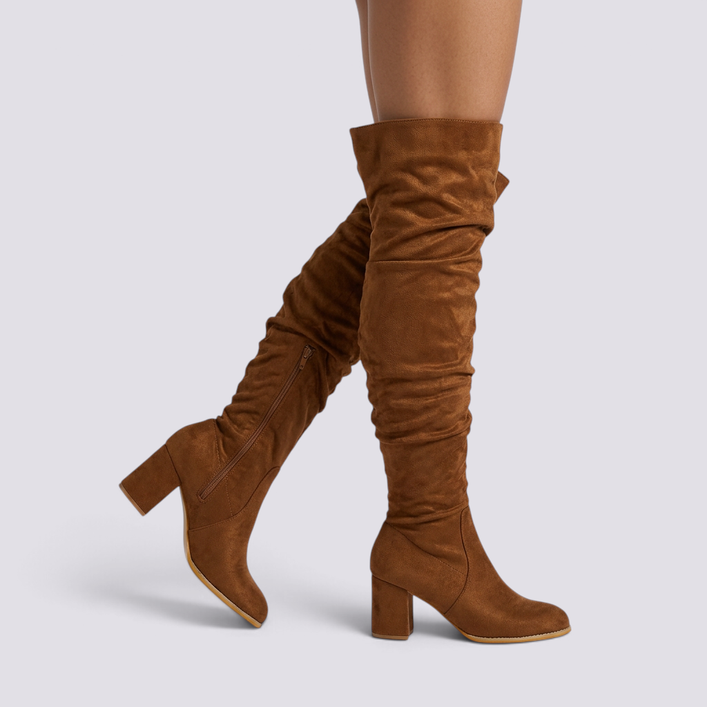 Botas mosqueteras mujer efecto ante Marrón - vista lateral