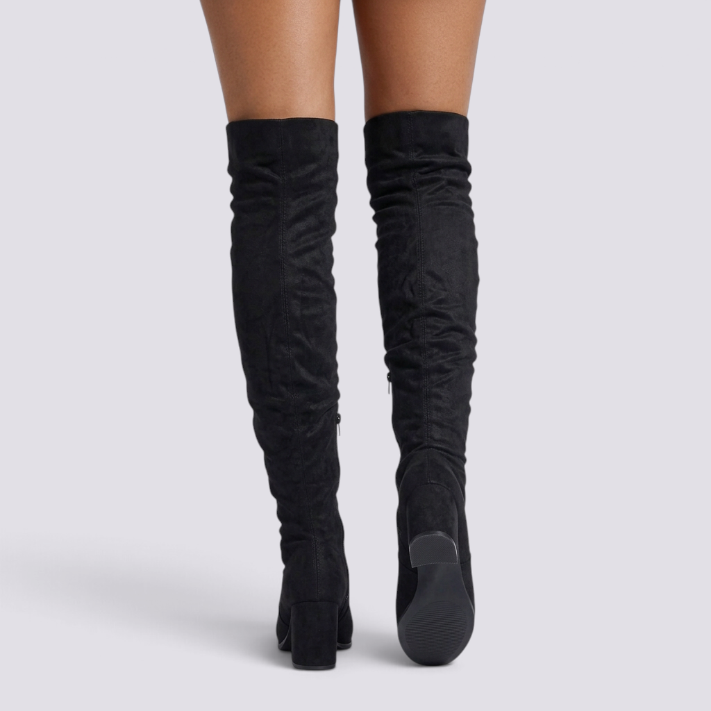 Botas mosqueteras mujer efecto ante Negro - vista trasera