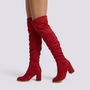 Botas mosqueteras mujer efecto ante Rojo - vista lateral