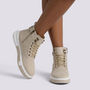 Botines Mujer Casual Efecto Ante con Cordones Beige vista frontal