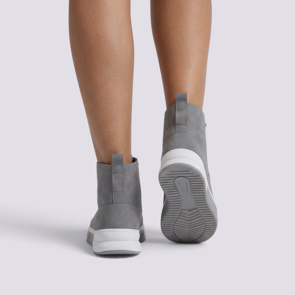 Botines Mujer Casual Efecto Ante con Cordones Gris vista trasera