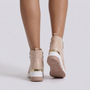 Botines Cuña Mujer Deportivos con Cremallera - Beige vista trasera