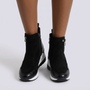 Botines Cuña Mujer Deportivos con Cremallera - Negro vista frontal