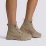 Botines militares mujer con cordones arena - vista lateral