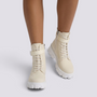 Botines Militares Mujer Lona con Plataforma - Blanco Roto - vista frontal