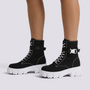 Botines Militares Mujer Lona con Plataforma - Negro - vista lateral