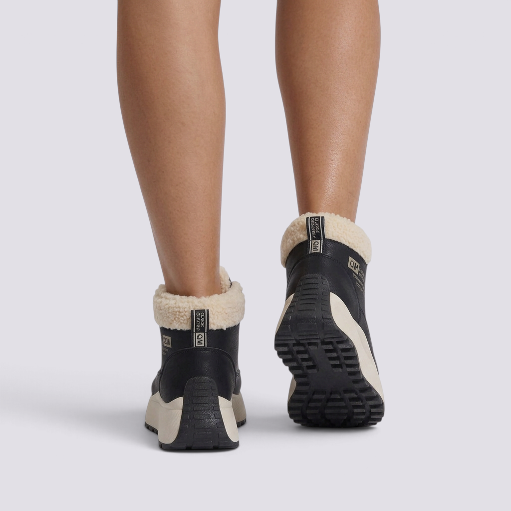 Botines Mujer Deportivos Forro Borreguito Negro - vista trasera