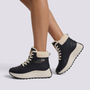 Botines Mujer Deportivos Forro Borreguito Negro - vista lateral