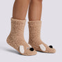 Calcetines altos de casa mujer perrito en beige, vista lateral