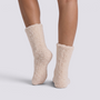 Calcetines altos de casa mujer perrito en blanco, vista trasera lisa