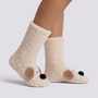 Calcetines altos de casa mujer perrito en blanco, vista lateral