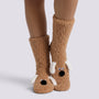 Calcetines altos de casa mujer perrito en camel, vista frontal