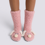 Calcetines altos de casa mujer perrito en rosa, vista frontal