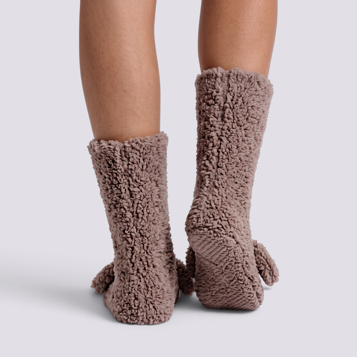 Calcetines altos de casa mujer perrito en topo, vista trasera lisa