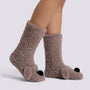 Calcetines altos de casa mujer perrito en topo, vista lateral