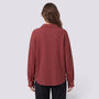 Camisa oversize de mujer con textura gofre en burdeos, vista trasera