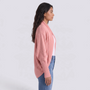 Cárdigan mujer abierto de punto con manga murciélago y cuello chal en color rosa, vista lateral