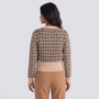 Cárdigan mujer efecto tweed con botones dorados en color beige, vista trasera