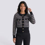 Cárdigan mujer efecto tweed con botones dorados en color negro, vista frontal
