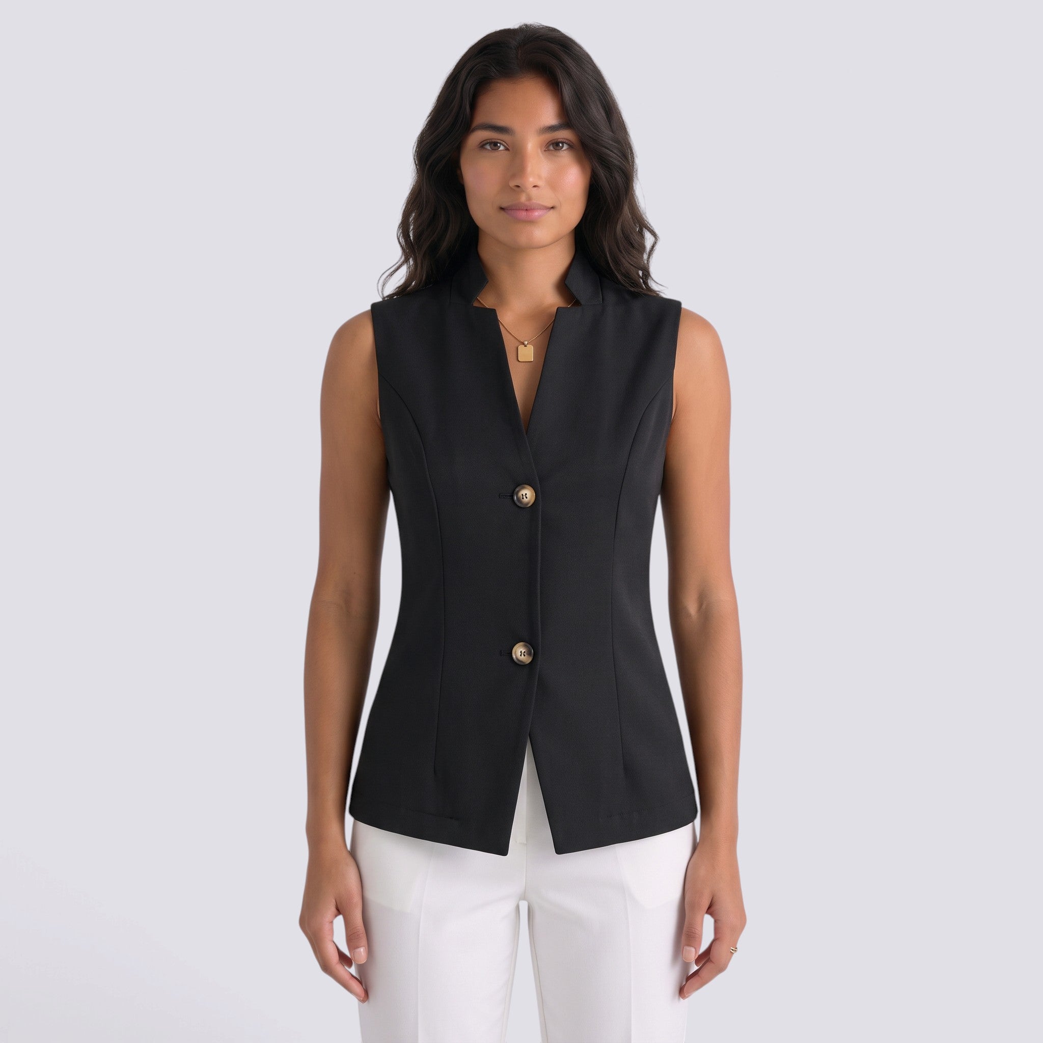 Chaleco Traje Mujer Entallado con Botones