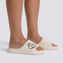 Chanclas de plataforma blancas con gato en relieve, vista lateral