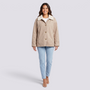 Chaqueta holgada mujer efecto ante crema con cuello de borreguito, vista frontal