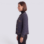 Chaqueta de mujer efecto tweed con bolsillo de parche y manga larga, vista lateral