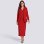 Conjunto mujer blazer chaleco y falda midi rojo, vista frontal