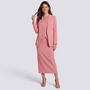 Conjunto mujer blazer chaleco y falda midi rosa, vista frontal