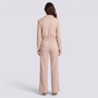 Conjunto deportivo mujer chaqueta corta y pantalón ancho, Beige, vista trasera