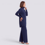 Conjunto jersey largo y pantalón ancho mujer en azul marino, vista lateral