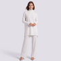 Conjunto jersey largo y pantalón ancho mujer en blanco, vista frontal