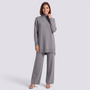 Conjunto jersey largo y pantalón ancho mujer en gris, vista frontal