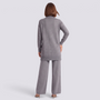 Conjunto jersey largo y pantalón ancho mujer en gris, vista trasera