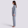 Conjunto mujer jersey cruzado con botones dorados, Azul Claro, vista lateral