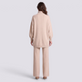 Conjunto mujer jersey cruzado con botones dorados, Beige, vista trasera
