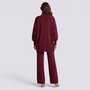 Conjunto mujer jersey cruzado con botones dorados, Burdeos, vista trasera