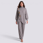 Conjunto mujer jersey cruzado con botones dorados, Gris, vista frontal