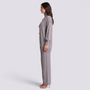 Conjunto mujer jersey cruzado con botones dorados, Gris, vista lateral