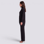 Conjunto mujer jersey cruzado con botones dorados, Negro, vista lateral